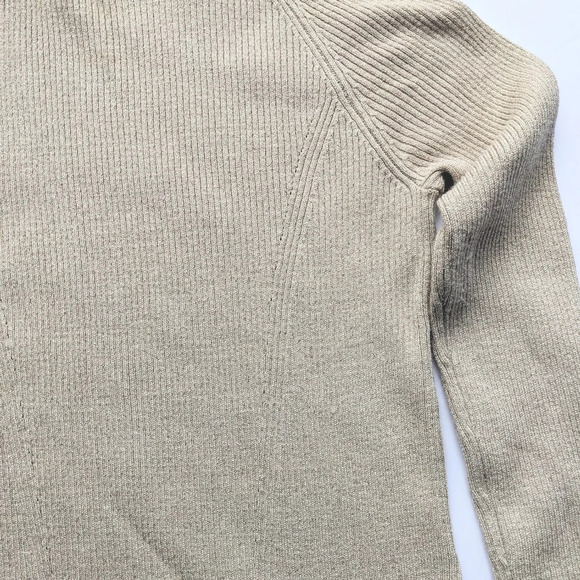 Women's Knit Metallic Gold Fitted Turtleneck Sweater - Picture 3 of 7